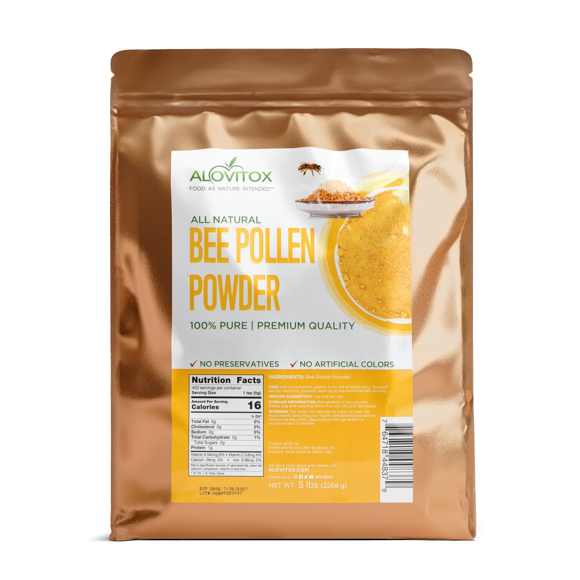 Amazon.com: Alovitox Bee Pollen Powder 5lb | 100% Pure, Fresh